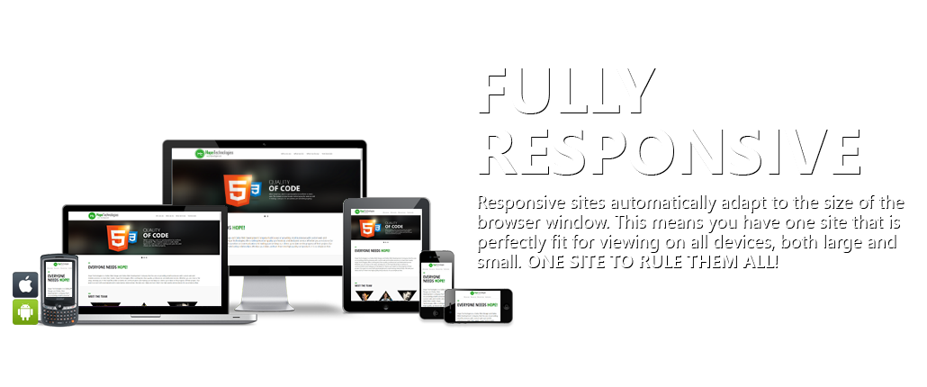 Fully Responsive - Responsive sites automatically adapt to the size of the browser window. This means you have one site that is perfectly fit to be viewed on all devices both large and small.